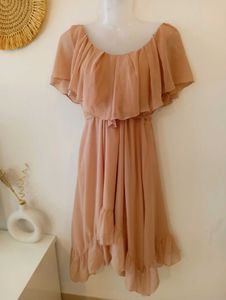 Forever New Blush Nude Ruffle Dress