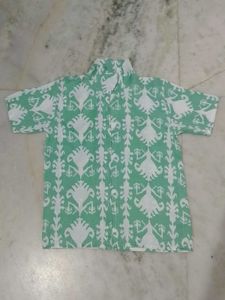 Mint Green Patterned Short Sleeve Shirt