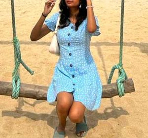 Cute Blue Polka Dot croset Dress