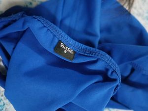 Blue Crisscross Cropped Tank Top