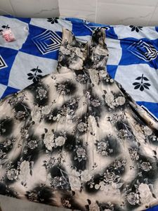 Balck And Golden Floral Gown