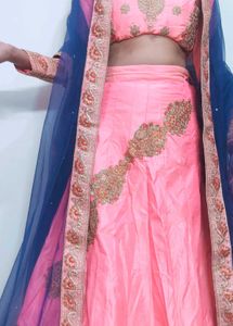 Pink Golden Zari Lehanga