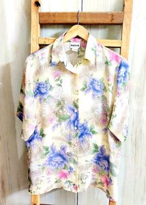 Floral Cream Colour Shirt Size-40