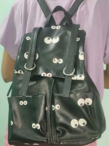 Leather Black Eye See You Backpack