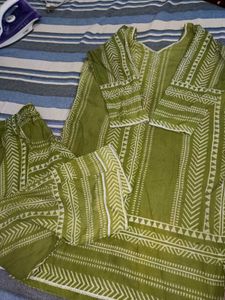 Green Printed Kurta Set