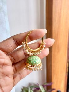 Enamel Jhumka Hoop Earrings