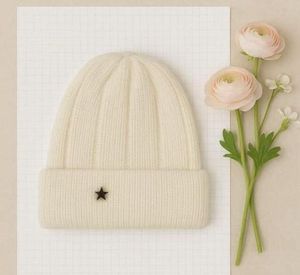 Ivory Beanie with Star Paste