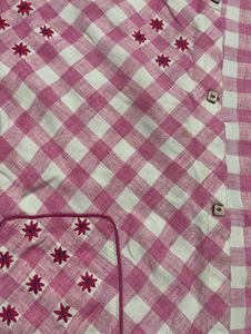 Pink Checkered Kurti Set