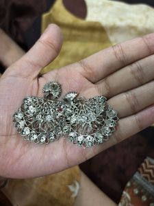 Red &amp; Silver Ethnic Earrings