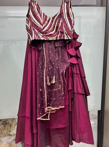 Maroon Lehenga Choli with Dupatta