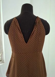 ZARA Brown Polka Dot Halter Top
