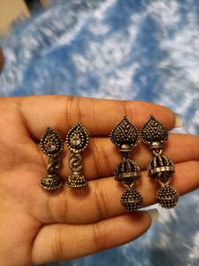 Oxidized Silver Jhumka Earrings
