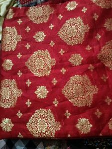 Red &amp; Gold Dress Material
