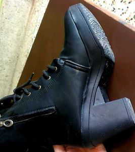 Black Wedge Heel Boots