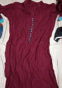 Maroon Kurta with Buttons