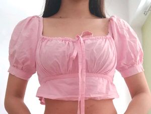 Cottage Core Pink Bustier Crop Top