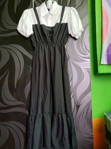 Black Jumper Dress with Blouse