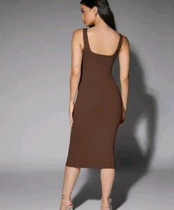 Brown Midi Bodycon Dress