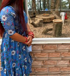 Blue Floral Print Midi Dress