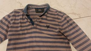 Mufti Striped Long Sleeve Polo Shirt