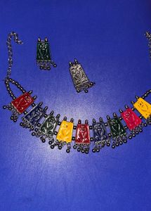Colorful Geometric Necklace Set