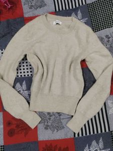 Beige  furr Knit Pullover