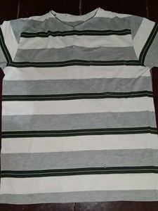 Combo of 2 White Striped Men's T-Shirt Bundle