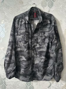 Camo Print Button-Down Shirt