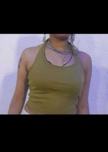 Olive Green Halter Neck Top