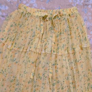 (Discounted)Yellow Floral Long Skirt