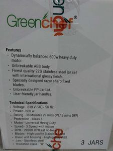 Greenchef Strobe Pro Mixer Grinder 600W New