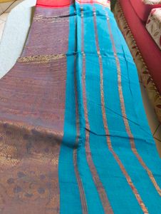 Bengali Taant Cotton Zari Border Saree