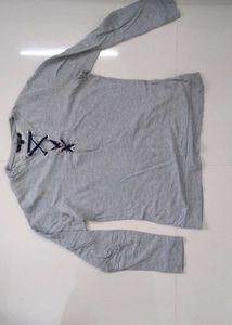 Lace-Up Gray Long Sleeve Top