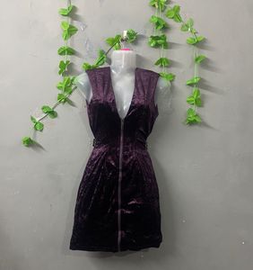 Forever 21 Velvet Purple Hot Short Midi Dress