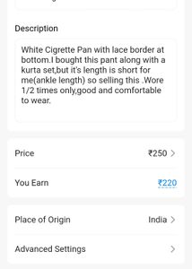 White Cigrette Pant With Lace Border At Bottom