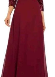 Burgundy Sequin Sleeve Gown