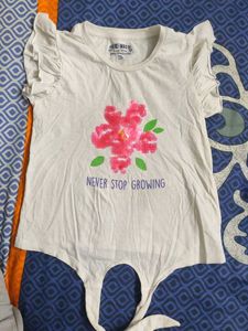 Floral Graphic Tee with Ruffle Sleeves