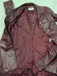 Burgundy Leather Trench Coat