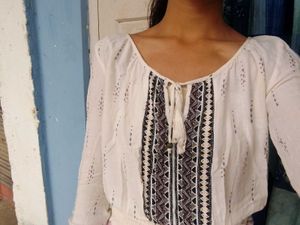 Boho Style Crop Top With Tie At Front