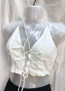 151511. White Lace-Up Halter Top
