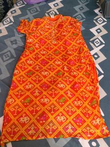 Orange Geometric Print Dress