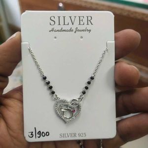 925 Sterling Silver Heart&amp;Infinity Knot Mangalsutr