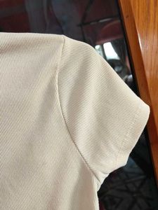 Beige Colour Ribbed Crop Top