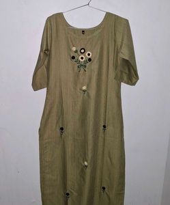 Olive Green floral Kurta
