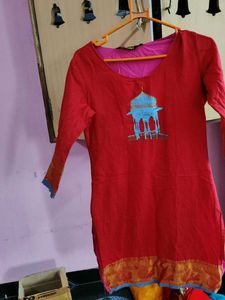 Red Embroidered Kurti