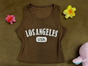 Brown LA Graphic Tank Top ( sleeveless )