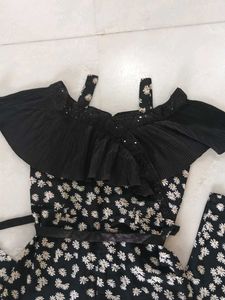 BlackSequenceDaisy Print Jumpsuit For Teen withBag