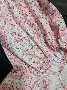 Pink Floral Puff Sleeve Dress