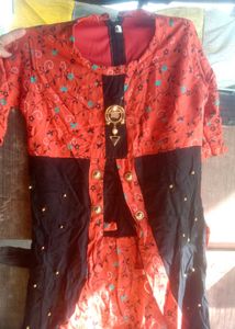 Coral &amp; Black Floral Top