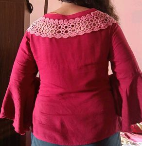 Flutter Sleeves Self Design Top&amp;COLD SLEEVE  TOP